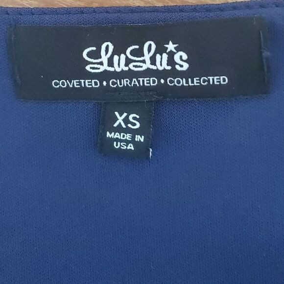 LULUS WOMEN'S SHIFTING DEARS NAVY BLUE FLORAL DESIGN SPLIT SLEEVE DRESS SIZE XS - Picture 6 of 9